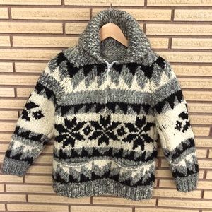 Cowichan Style Wool Pullover Sweater - XS - Youth